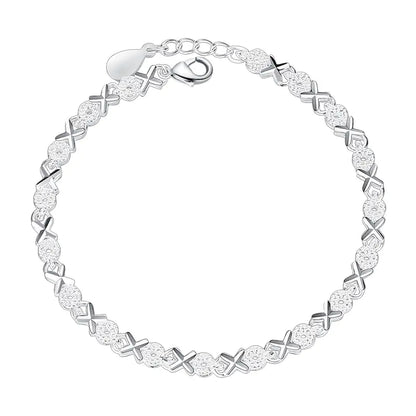 S925 Silver Creative Heart XO Bracelet for Women