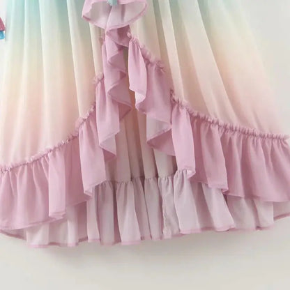 Bohemian Long Maxi Dress with V-Neck and Gradient Color