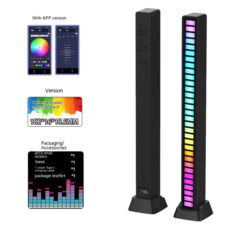 3D Double-sided Pickup Light RGB Voice Control Music Rhythm Lamp
