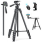 CAMBOFOTO 73"-Phone-Tripod-with-Horizontal-Overhead Selfie Stick/Tall Travel Tripod Stand with Wireless Remote and iPhone Holder Mirrorless/Compact/GoPro Camera Tripod Compatible iPhone/Smartphone