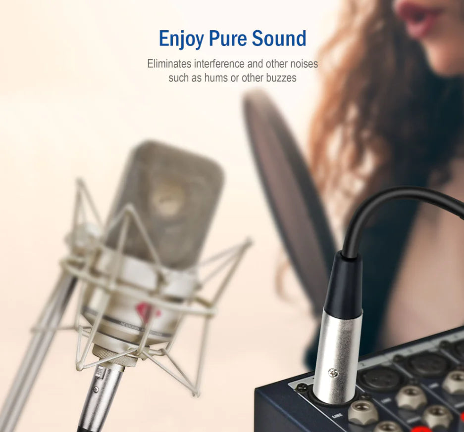 XLR Microphone MIC 3-Pin Male To Female Cable Cord Connector Extension Shielded