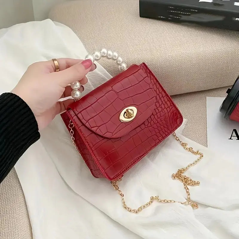 Minimalist Crocodile Embossed Women's Satchel Bag