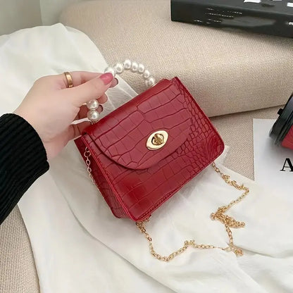 Minimalist Crocodile Embossed Women's Satchel Bag