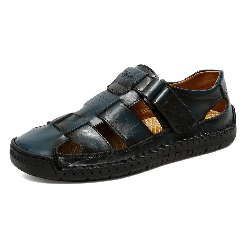 Men's Casual Leather Beach Sandals - Handmade, Plus Size