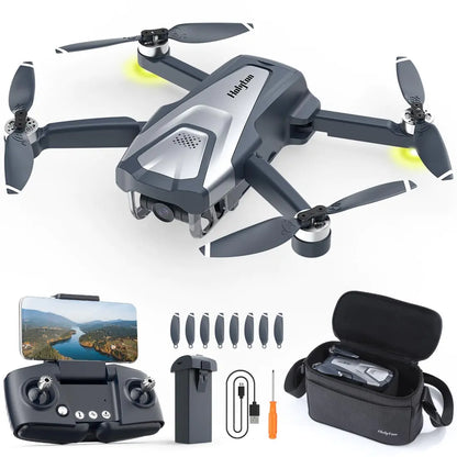 Holyton Drones with Camera for Adults 4k HT50 Drone with Remote Control Camera GPS Quadcopter Auto Return Follow Me Brushless Motor Circle Fly Waypoint Fly Altitude Hold Headless Mode