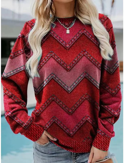 Retro Casual Round Neck Long Sleeve Sweater