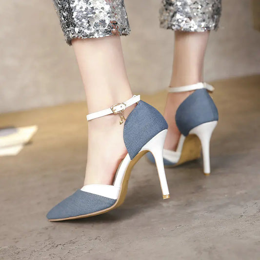 Women's Denim Open-Toe High Heel Sandals (Plus Size)