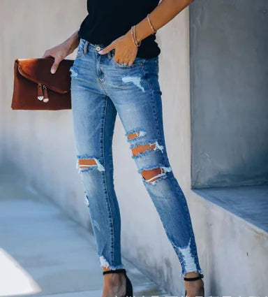 High Rise Distressed Super Skinny Jeans for Women