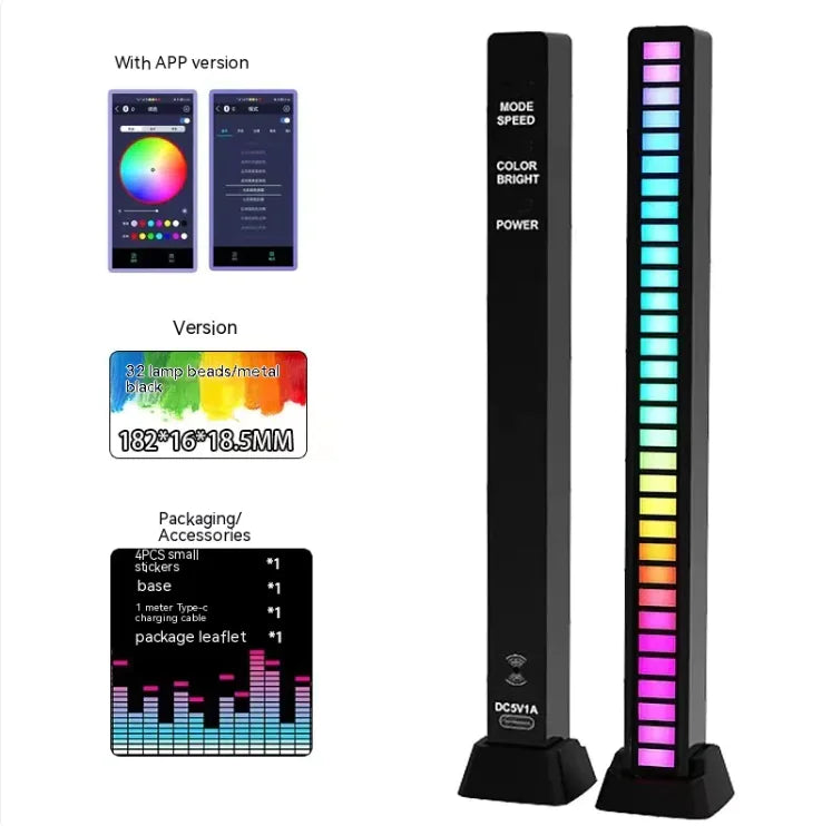 3D Double-sided Pickup Light RGB Voice Control Music Rhythm Lamp