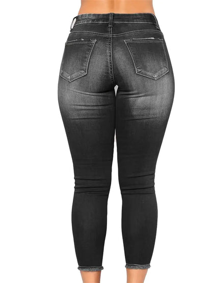 High Rise Ripped Cropped Skinny Jeans for Women
