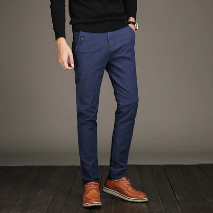 Men's Casual Stretch Pants - Slim Fit Cotton-Linen