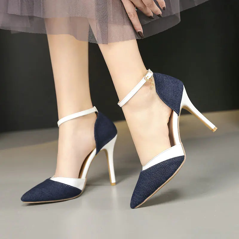 Women's Denim Open-Toe High Heel Sandals (Plus Size)