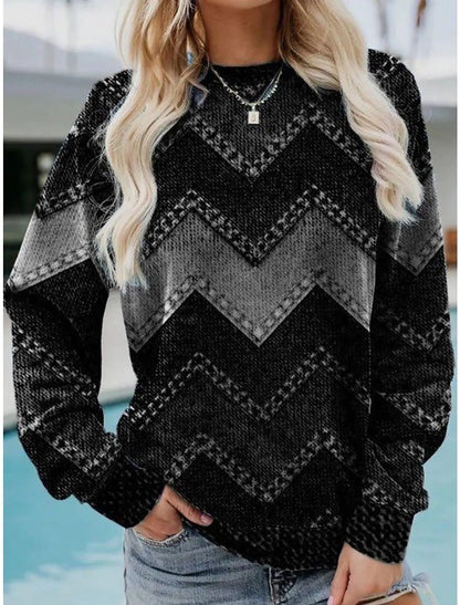 Retro Casual Round Neck Long Sleeve Sweater