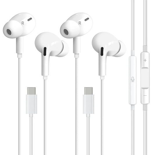 schainyan Wired Earbuds with Mic Gaming Earbuds Noise Cancelling Ear Buds Corded Earbuds in-Ear Headphones Wired Ear Buds Plug in Earbuds Wired Earbuds Snow White 2pcs