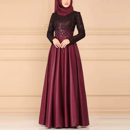 Elegant Bohemian Lace Panel Long Sleeve Dress