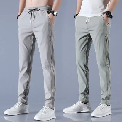 Men's Summer Ice Silk Stretch Casual Straight-Leg Pants