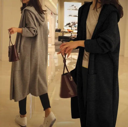 Long Cardigan Sweater for Women with Hood