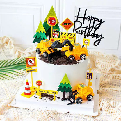 Construction Vehicle Cake Decoration Toy Set for Kids