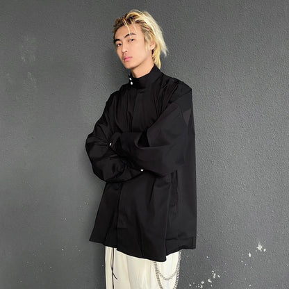 Elegant Korean Spring Basic Shirt Jacket for Men