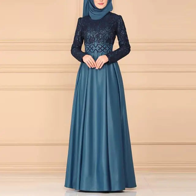 Elegant Bohemian Lace Panel Long Sleeve Dress
