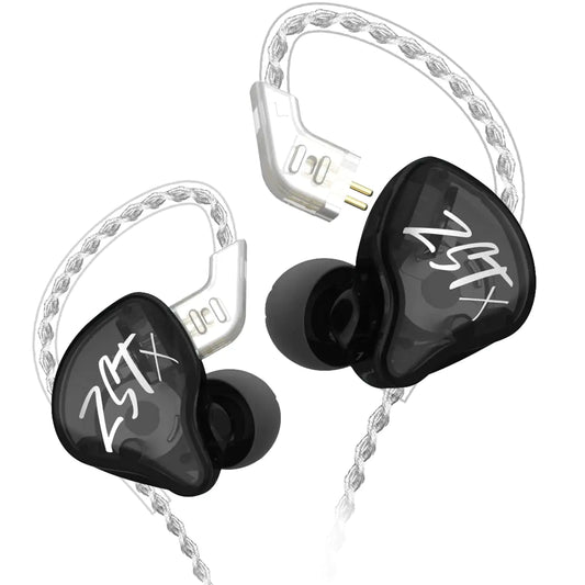 KZ ZST X in-Ear Monitors Upgraded Dynamic Hybrid Dual Driver ZSTX Earphones HiFi Stereo IEM Wired Earbuds/Headphones with Detachable Cable for Musician Audiophile (Without Mic Black)