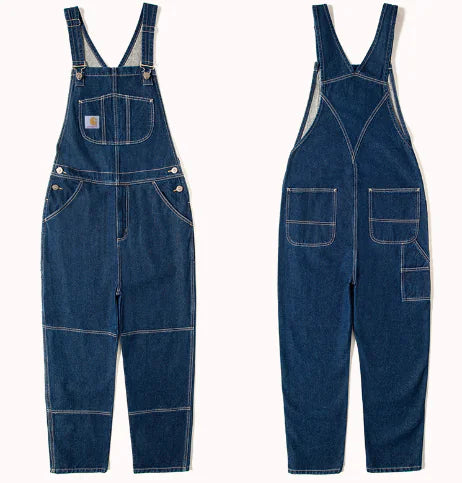 Zipper Pocket Suspender Trousers for Casual Street Wear