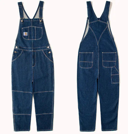Zipper Pocket Suspender Trousers for Casual Street Wear