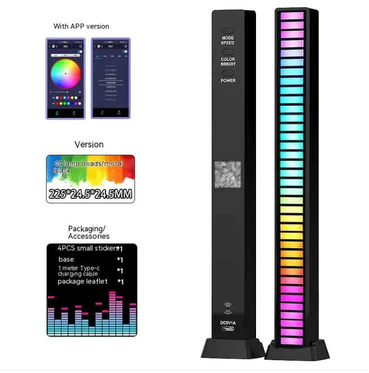 3D Double-sided Pickup Light RGB Voice Control Music Rhythm Lamp