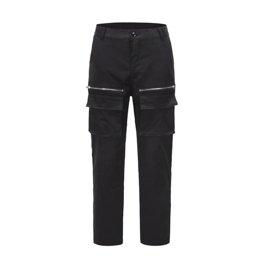 High Street Black Multi-pocket Cargo Trousers with Slits