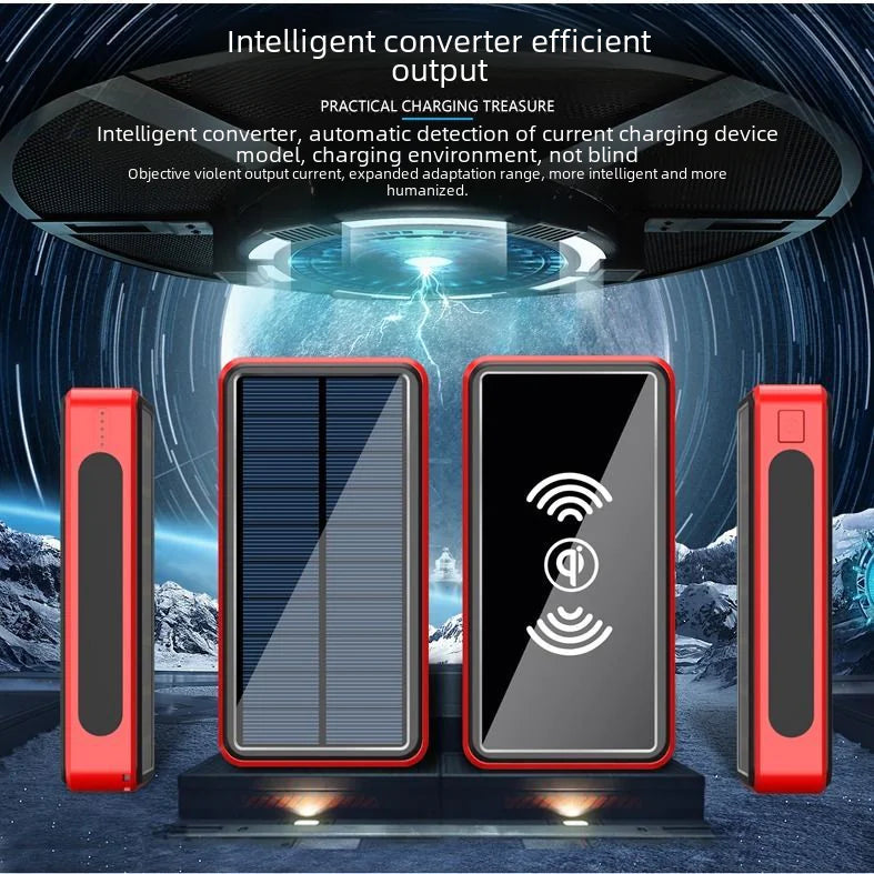 Wireless Solar Power Bank 30000mAh Outdoor Emergency
