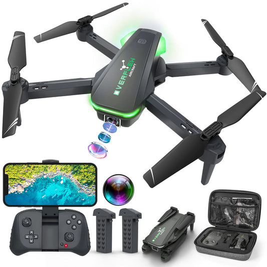 Drone with 1080P Camera for Beginners and Kids Foldable Remote Control Quadcopter with Voice Control Gestures Selfie Altitude Hold One Key Start 3D Flips 2 Batteries Toy for Boys Girls