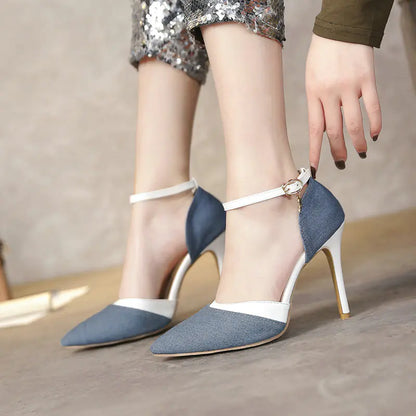 Women's Denim Open-Toe High Heel Sandals (Plus Size)