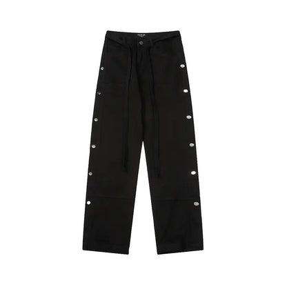 Multi-Pocket High Street Zipper Pants with Streamer Side