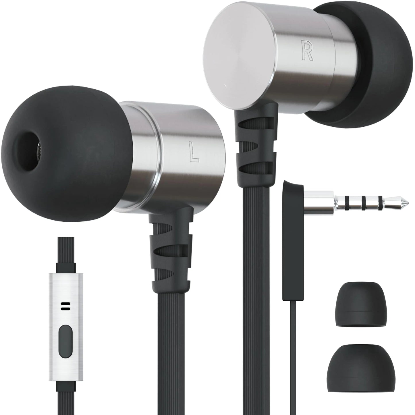 Symphonized Metal Wired Earbuds with Microphone — Corded Earbuds Wired Earphones with Mic for Computer Laptop & Phone — In Ear Headphones Wired Ear buds Wired Ear phones with Wire (3.5mm Aux Jack)