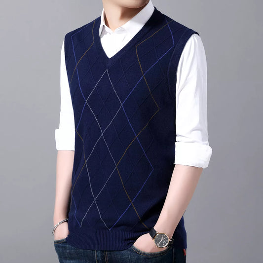 Polyester and Acrylic Men's Vest for Business Casual Wear