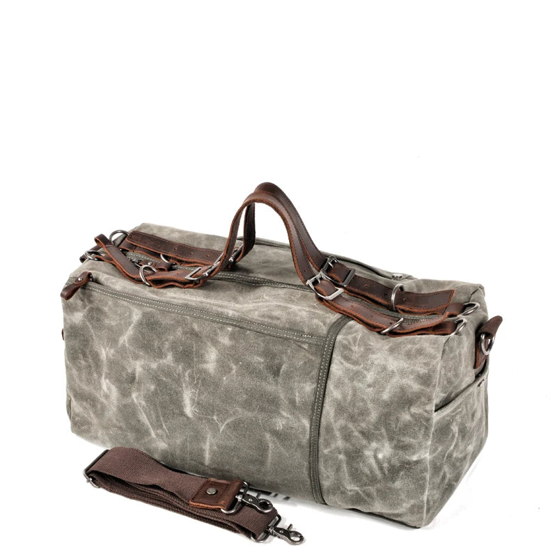 Retro Waxed Canvas Gym Duffel Bag for Men