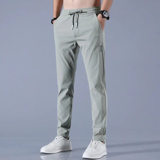Men's Summer Ice Silk Stretch Casual Straight-Leg Pants