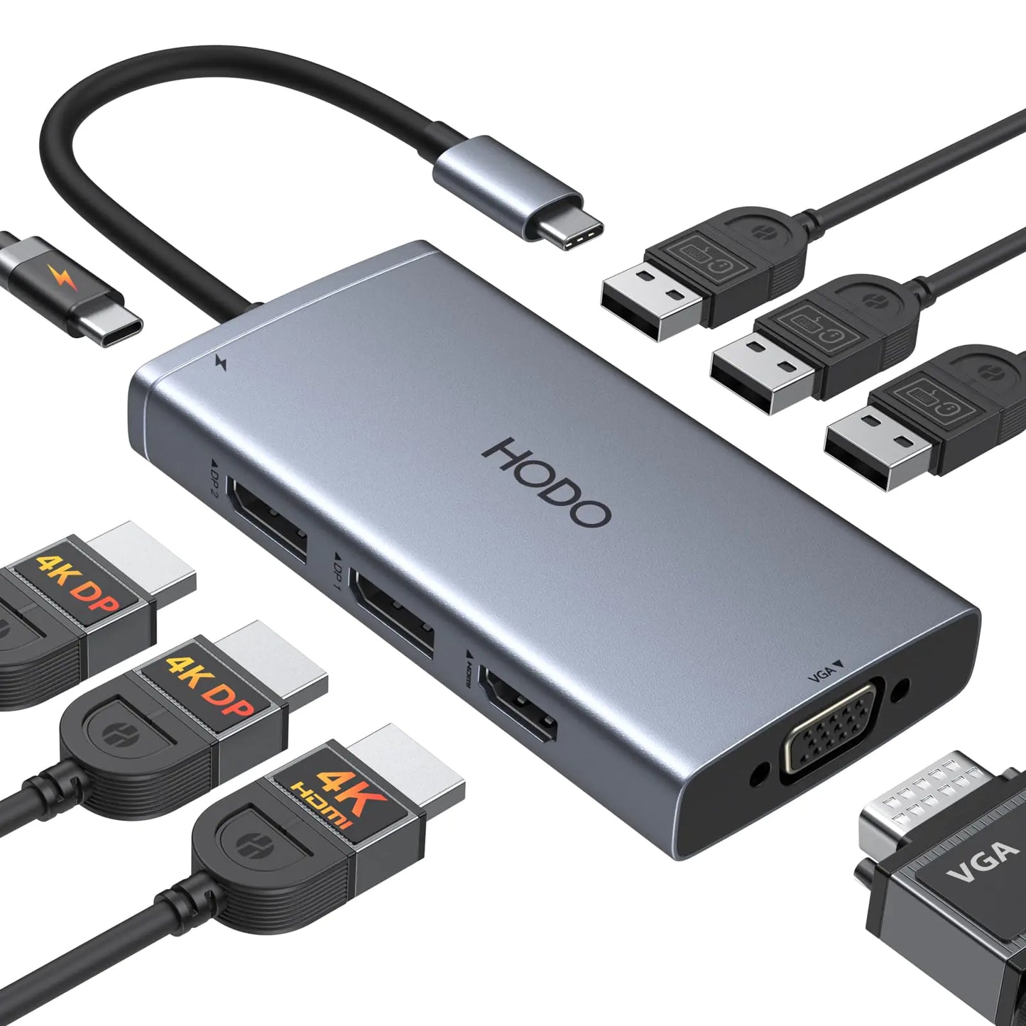 USB C Docking Station Dual Displayport Docking Station Dual Monitor for Dell HP Laptop Docking Station 3 Monitors USB C Hub Adapter with 2 DP Ports HDMI VGA Ethernet 3 USB A 3.0 PD Charging