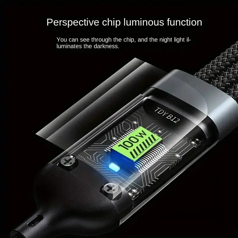 3-in-1 Fast Charging Cable for iPhone, Micro USB, Type C