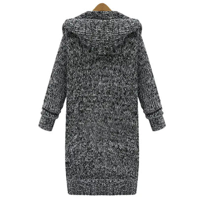 Loose-Fit Knit Cardigan with Hood for Women