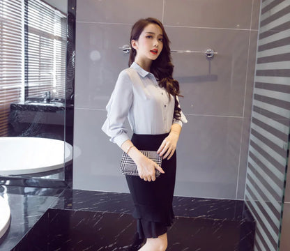 Ruffled Hem Bodycon Skirt - Midi Length Skirt