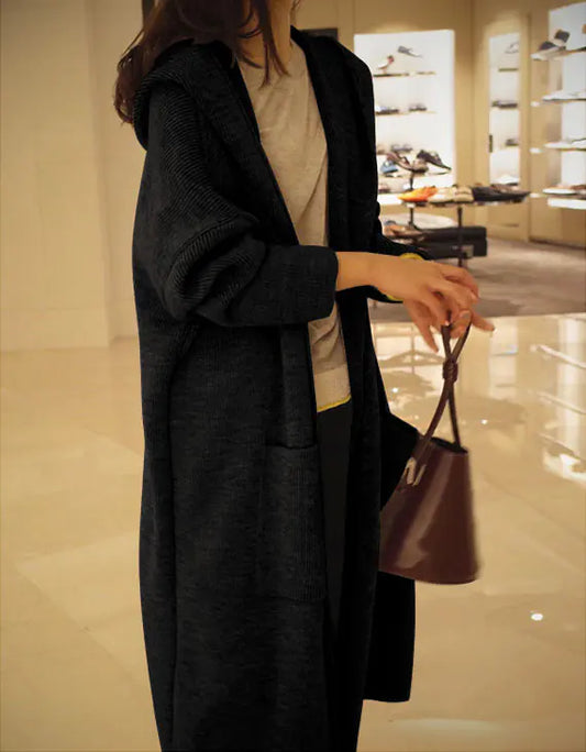 Long Cardigan Sweater for Women with Hood