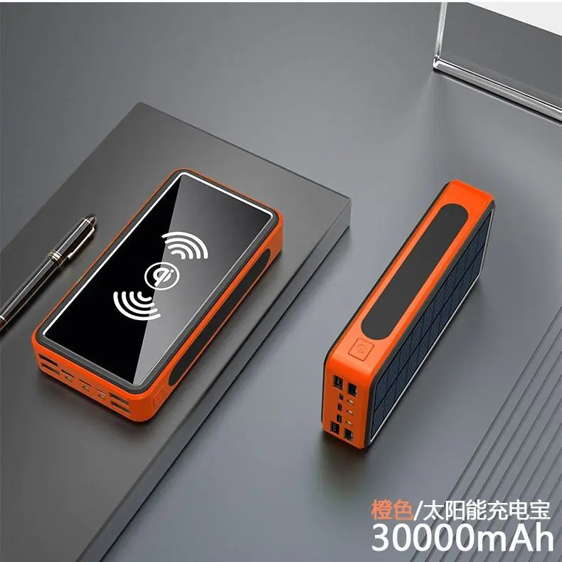 Wireless Solar Power Bank 30000mAh Outdoor Emergency