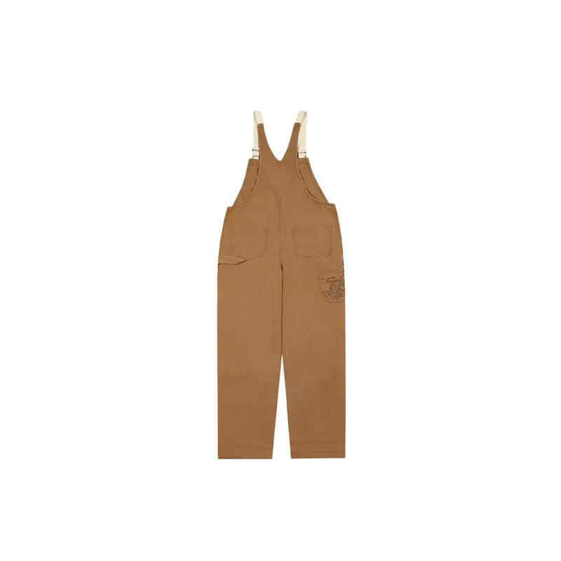 Zipper Pocket Suspender Trousers for Casual Street Wear