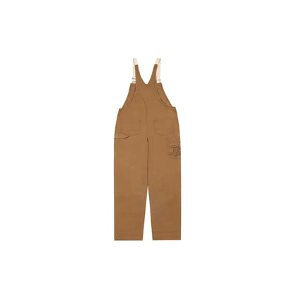 Zipper Pocket Suspender Trousers for Casual Street Wear