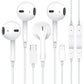 Apple Earbuds Wired Earphones with Lightning Connector and USB C Wired Earphones [MFi Certified] (Built-in Microphone & Volume Control) Noise Canceling Isolating Headphones for iPhone 16/15/14/13/12