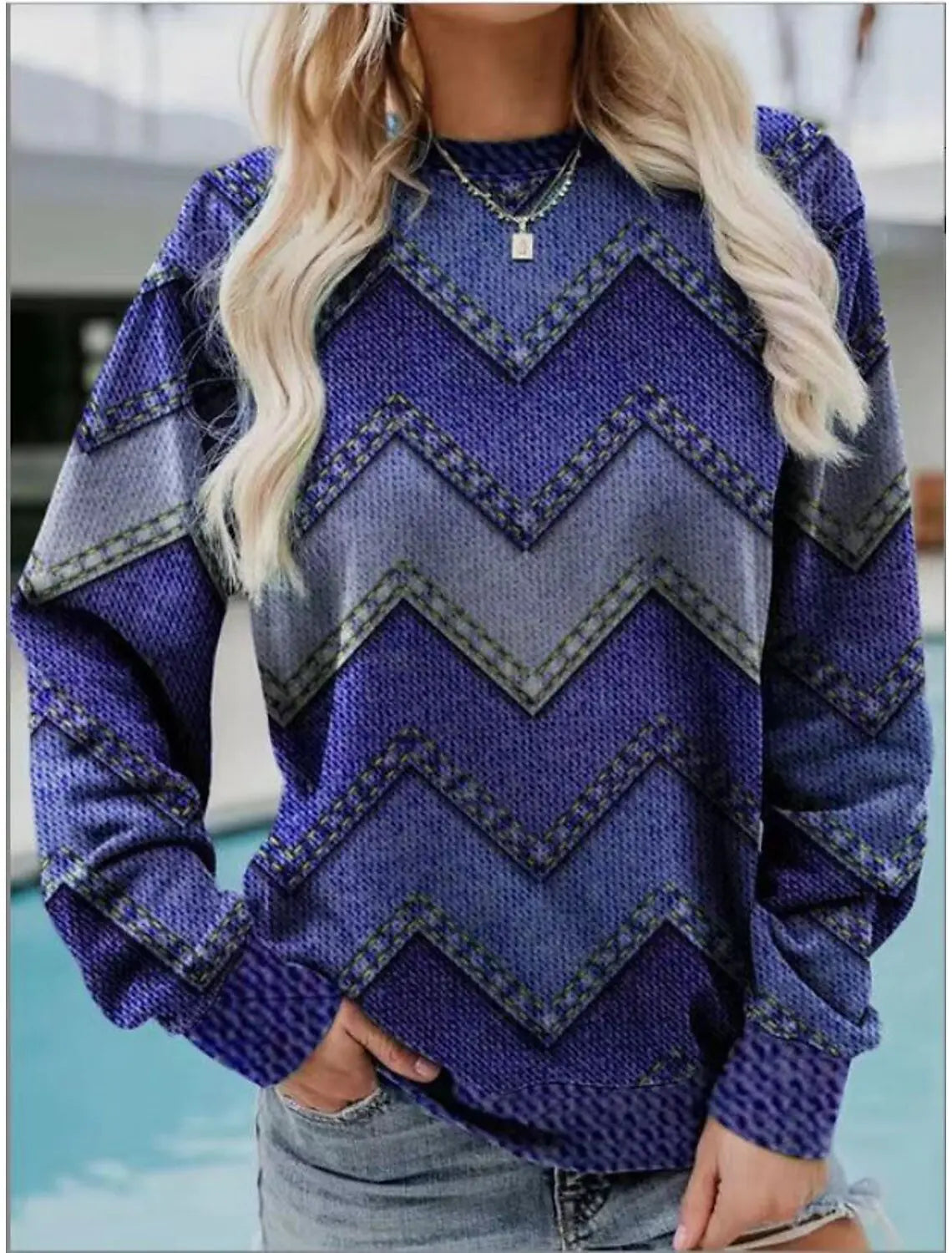 Retro Casual Round Neck Long Sleeve Sweater