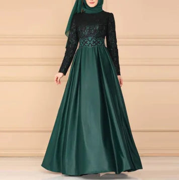 Elegant Bohemian Lace Panel Long Sleeve Dress