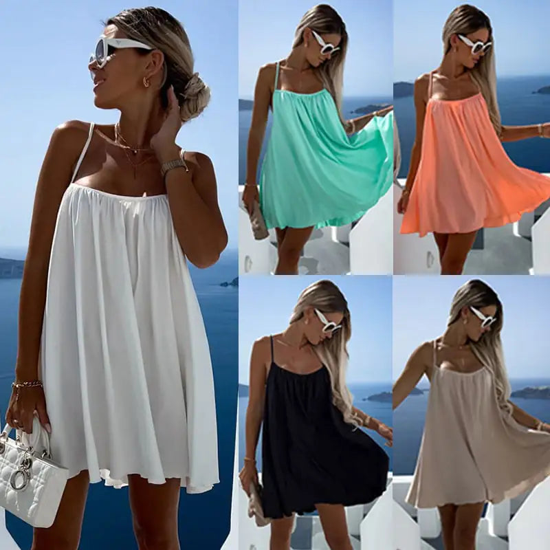 Women's Solid Color Sleeveless Round Neck Dress