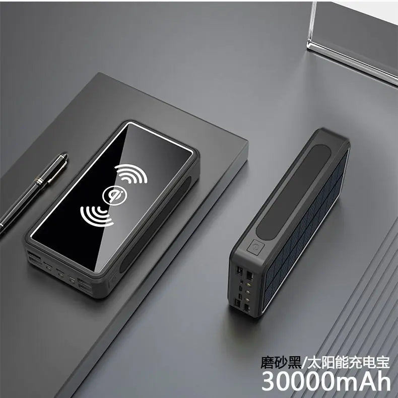 Wireless Solar Power Bank 30000mAh Outdoor Emergency